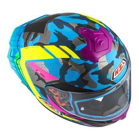 Kask integralny NZI TRENDY CAMU BLUE NEON PINK BLUE S MATT niebieski różowy