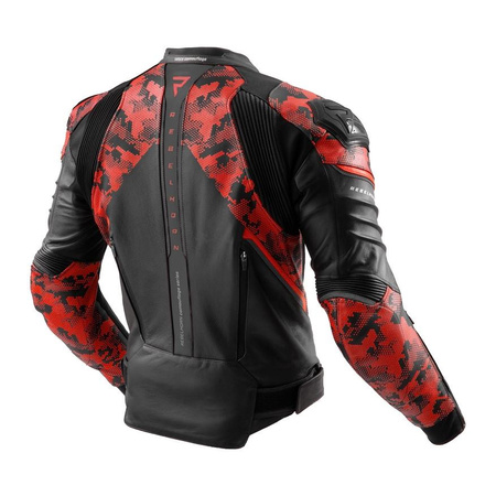 Kurtka skórzana REBELHORN VELOCE CAMO BLACK/FLUO RED czarny czerwony fluo