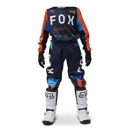 Spodnie cross dziecięce FOX JUNIOR 180 RACE SPEC MIDNIGHT czarny niebieski pomarańczowy