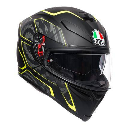 Kask integralny AGV K5 S TORNADO BLACK/YELLOW FLUO czarny żółty fluo szary
