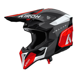 Kask cross AIROH WRAAAP CONQUER RED GLOSS czarny szary biały czerwony
