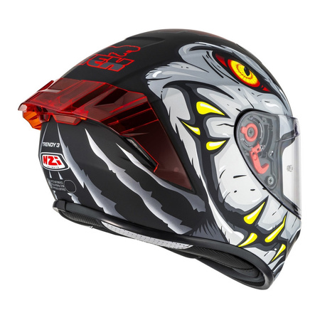 Kask integralny NZI TRENDY 3 RAPTOR BLACK GREY RED MATT czarny szary czerwony
