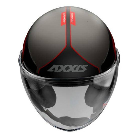 Kask otwarty AXXIS SQUARE CONVEX GLOSS RED czarny grafitowy czerwony