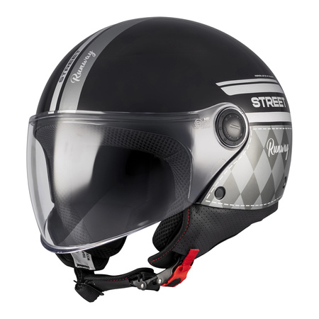 Kask otwarty MT STREET S RUNAWAY BLACK/SILVER czarny srebrny