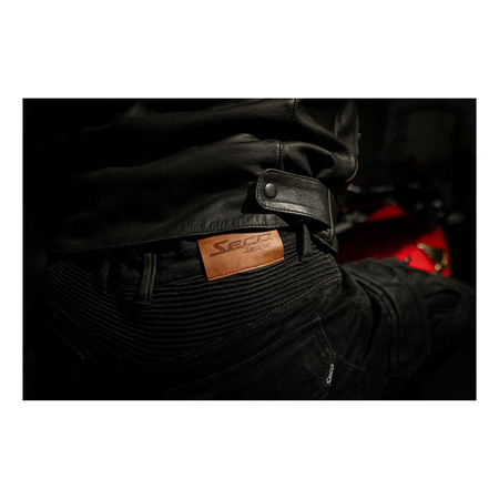 Jeansy motocyklowe SECA SQUARE II SHORT BLACK czarny