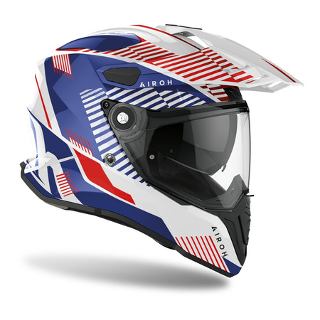 Kask integralny AIROH COMMANDER BOOST WHITE/BLUE GLOSS biały niebieski czerwony