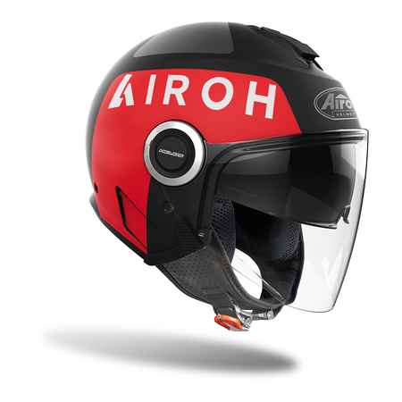 Kask otwarty AIROH HELIOS UP BLACK MATT czarny czerwony