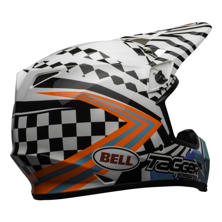 Kask cross BELL MX-9 MIPS TAGGER CHECK ME OUT GLOSS WHITE/BLACK biały czarny mat czerwony fluo niebieski zielony