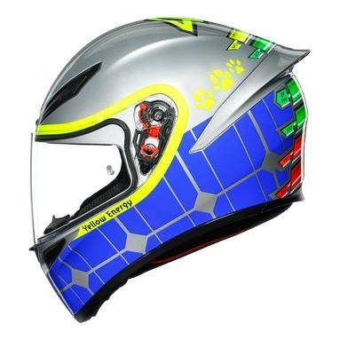 Kask integralny AGV K1 ROSSI MUGELLO 2015 srebrny niebieski żółty fluo zielony pomarańczowy czerwony