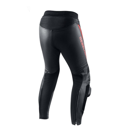 Spodnie skórzane REBELHORN FIGHTER BLACK/FLO RED czarny czerwony fluo