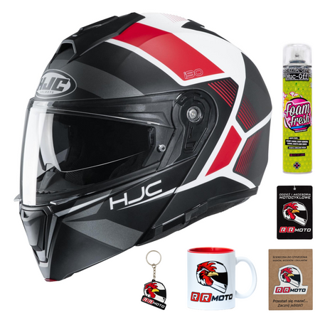 Kask szczękowy HJC I90 HOLLEN BLACK/WHITE/RED biały czarny czerwony