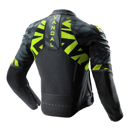Kurtka skórzana REBELHORN VANDAL 2 BLACK/GREY/FLUO YELLOW czarny szary żółty fluo