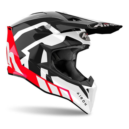 Kask cross AIROH WRAAAP RELOADED RED GLOSS czarny czerwony biały