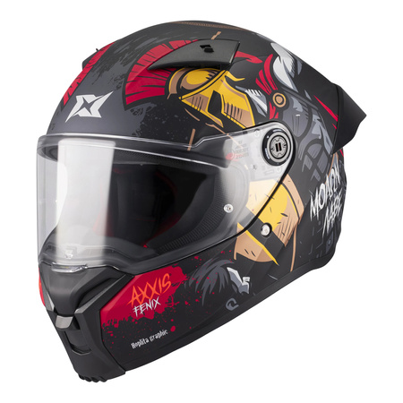 Kask integralny AXXIS FENIX HOPLITA B5 MATT czarny czerwony żółty