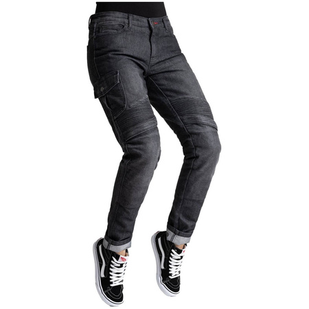 Jeansy motocyklowe damskie BROGER OHIO WASHED BLACK czarny