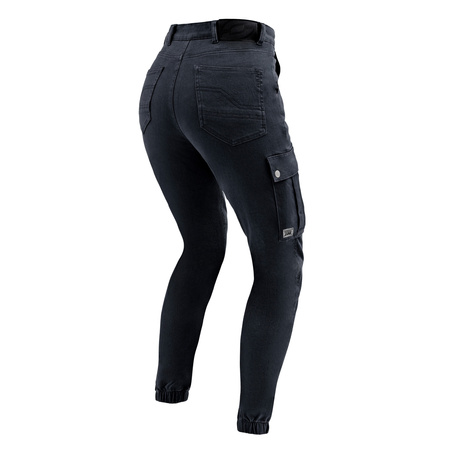 Jeansy motocyklowe damskie OZONE JANE LADY JOGGER FIT BLACK czarny