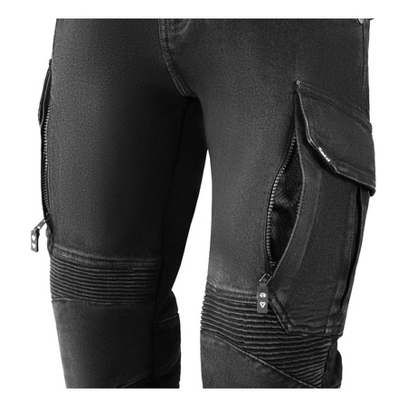 Jeansy motocyklowe SECA SQUARE II SHORT BLACK czarny