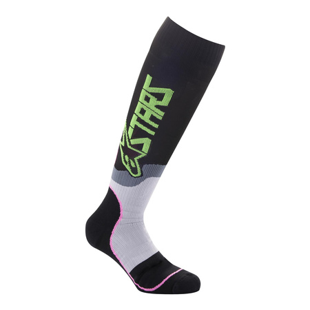 Skarpety ALPINESTARS MX PLUS-2 BLACK/NEON GREEN/FLUO PINK czarny szary zielony fluo różowy