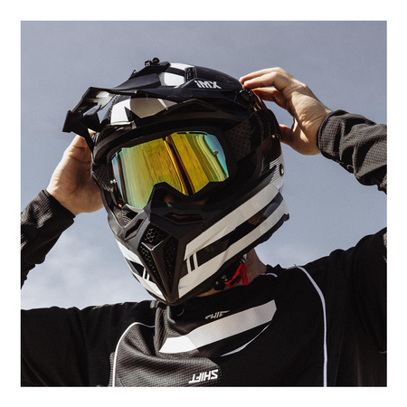Gogle motocyklowe IMX ENDURANCE FLIP BLACK MATT/BLACK SZYBA IRIDIUM GOLD + CLEAR czarny mat