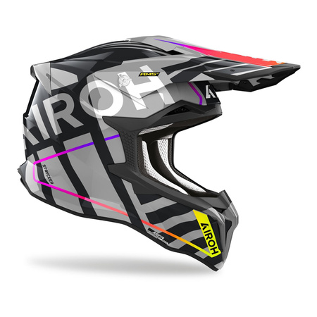 Kask cross AIROH STRYCKER BRAVE GREY GLOSS szary czarny fioletowy