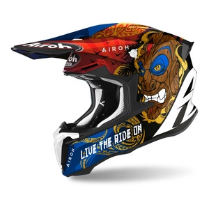 Kask cross AIROH TWIST 2.0 TIKI GLOSS czerwony niebieski brązowy biały czarny