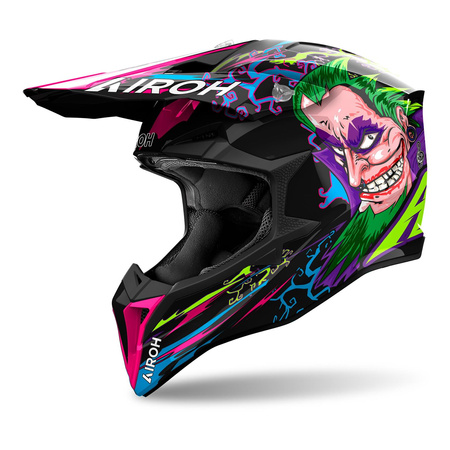 Kask cross AIROH WRAAAP MUSIC GLOSS zielony fioletowy różowy czarny