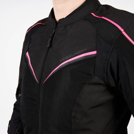 Kurtka tekstylna damska REBELHORN HIFLOW IV LADY BLACK/FLO PINK czarny różowy