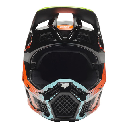 Kask cross FOX V3 RS PYRE LE MULTI pomarańczowy niebieski różowy biały żółty fluo