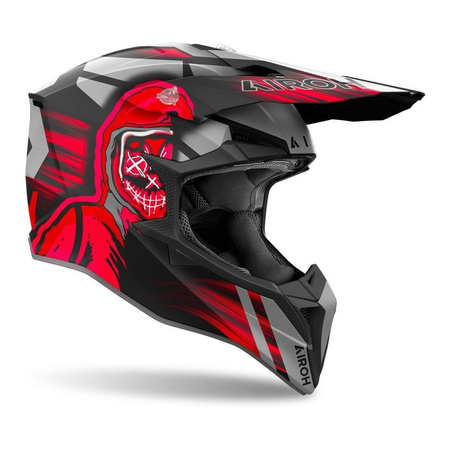 Kask cross AIROH WRAAAP CYBER RED MATT szary czerwony czarny