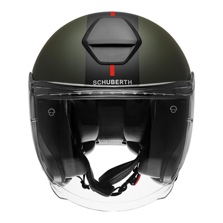 Kask otwarty SCHUBERTH M1 PRO ECE MERCURY GREEN zielony czerwony biały czarny