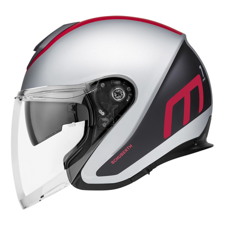 Kask otwarty SCHUBERTH M1 PRO ECE TRIPLE RED srebrny czerwony czarny