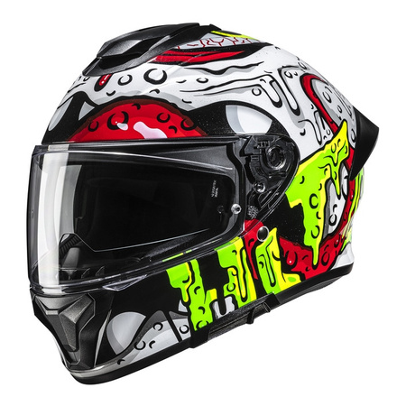 Kask integralny HJC C71 SQUEEZE WHITE/GREEN biały zielony fluo czerwony żółty czarny