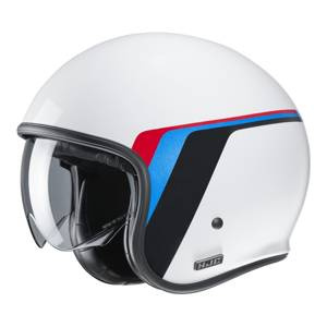 Kask otwarty HJC V30 OSOR WHITE biały czerwony niebieski czarny