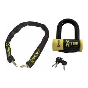 Zestaw łańcuch z kłódką AUVRAY XTREM MINI lasso 120cm czarny żółty