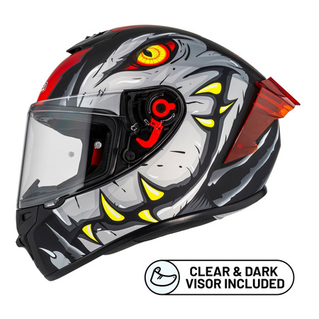 Kask integralny NZI TRENDY 3 RAPTOR BLACK GREY RED MATT czarny szary czerwony