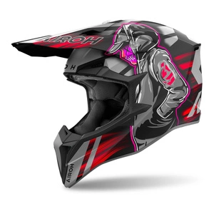 Kask cross AIROH WRAAAP CYBER RED MATT szary czerwony czarny