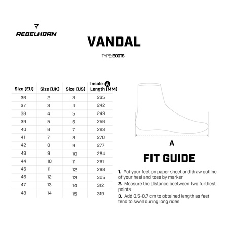 Trampki motocyklowe REBELHORN VANDAL BLACK/BLACK SOLE czarny