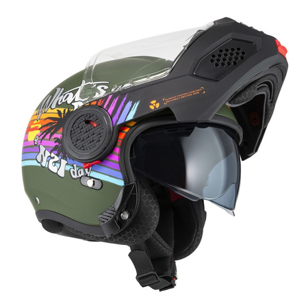 Kask szczękowy NZI MINIMOD RAINBOW GREEN BLACK SILVER MATT zielony czarny srebrny