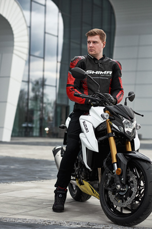 Kurtka skórzana SHIMA STR 2.0 RED czarny czerwony