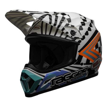 Kask cross BELL MX-9 MIPS TAGGER CHECK ME OUT GLOSS WHITE/BLACK biały czarny mat czerwony fluo niebieski zielony