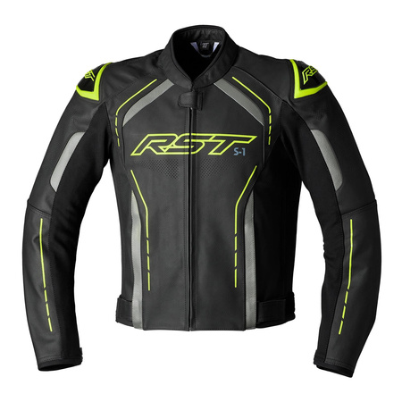 Kurtka skórzana RST S1 CE BLACK/GREY/FLO YELLOW czarny szary żółty fluo