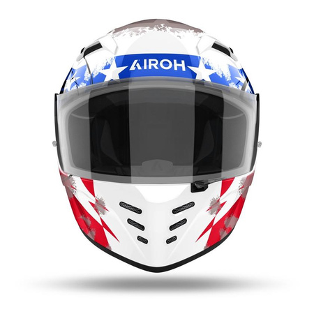 Kask integralny AIROH CONNOR NATION GLOSS biały czerwony niebieski czarny