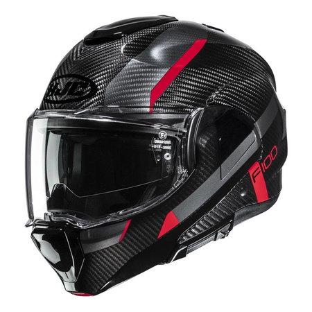 Kask szczękowy HJC F100 CARBON ASKAN BLACK/RED czarny czerwony