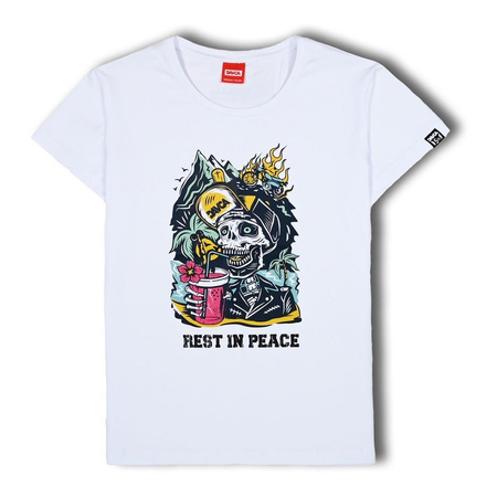 Koszulka T-shirt damski DAVCA REST IN PEACE biały