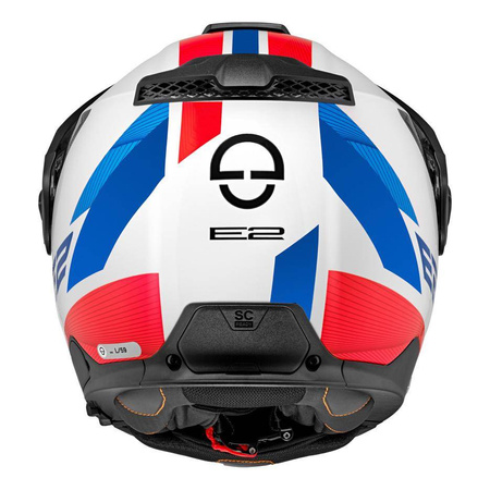 Kask szczękowy SCHUBERTH E2 ECE DEFENDER WHITE biały czerwony niebieski czarny