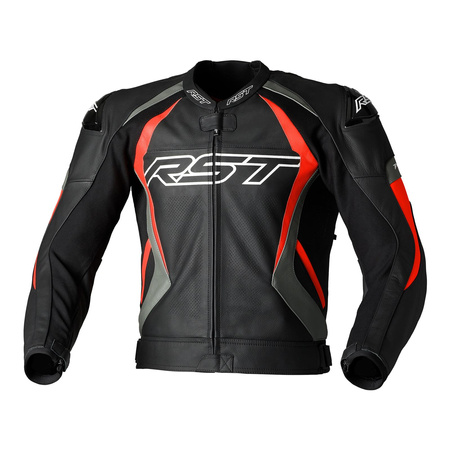 Kurtka skórzana RST TRACTECH EVO 4 CE BLACK/GREY/FLO RED czarny szary czerwony fluo