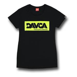 Koszulka T-shirt damska DAVCA LOGO BLACK/FLUO czarny żółty fluo