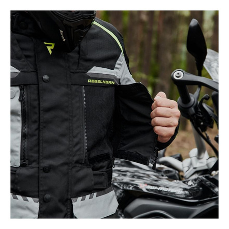 Kurtka tekstylna REBELHORN CUBBY IV BLACK/GREY/FLO YELLOW czarny szary żółty fluo