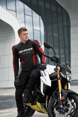 Kurtka skórzana SHIMA STR 2.0 RED czarny czerwony