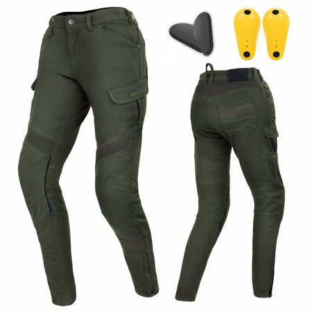 Jeansy motocyklowe damskie SHIMA GIRO LADY KHAKI zielony